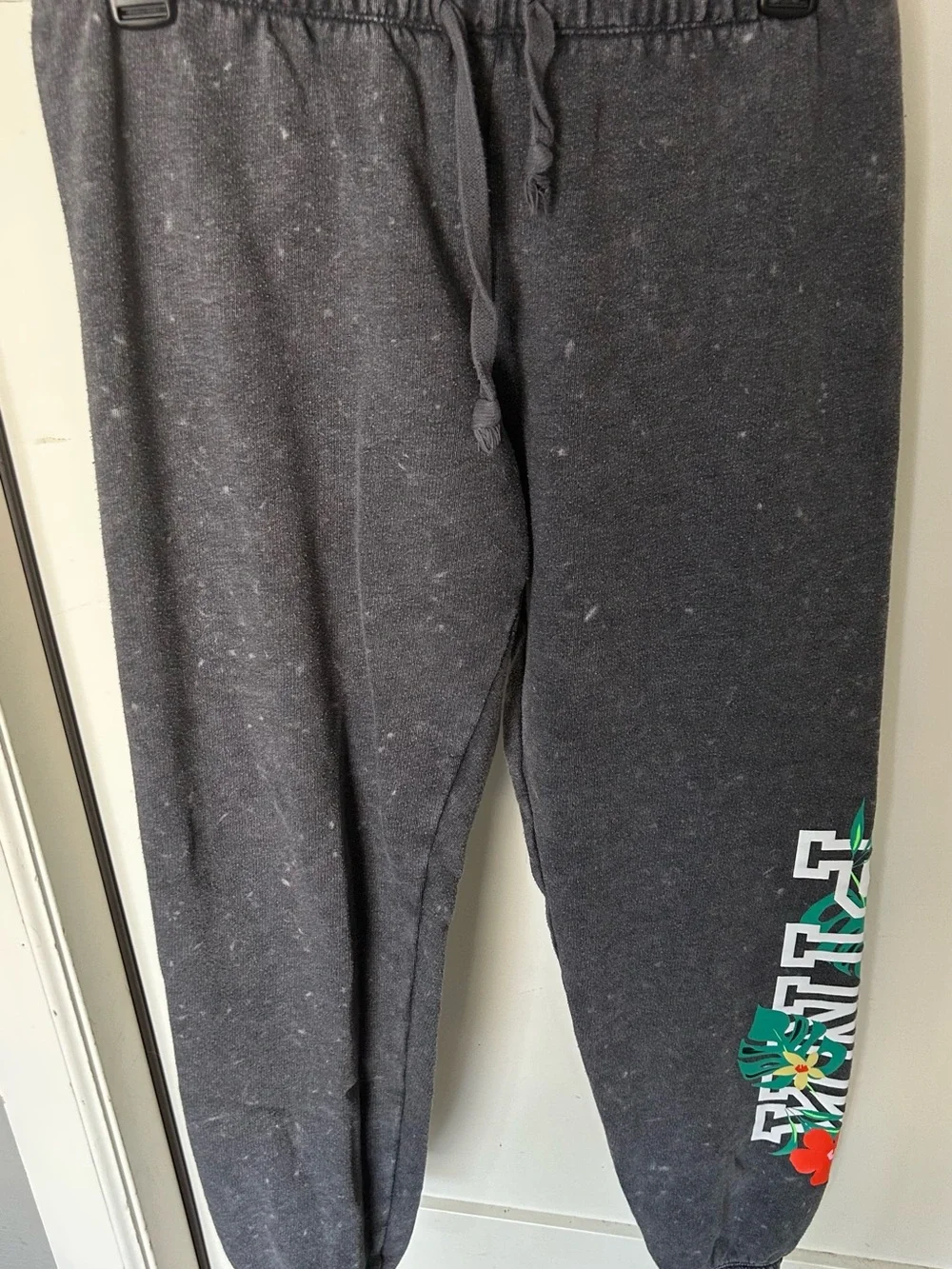 PINK Victoria's Secret Charcoal Sweatshirt & Joggers with Floral Logo - Picture 2 of 5